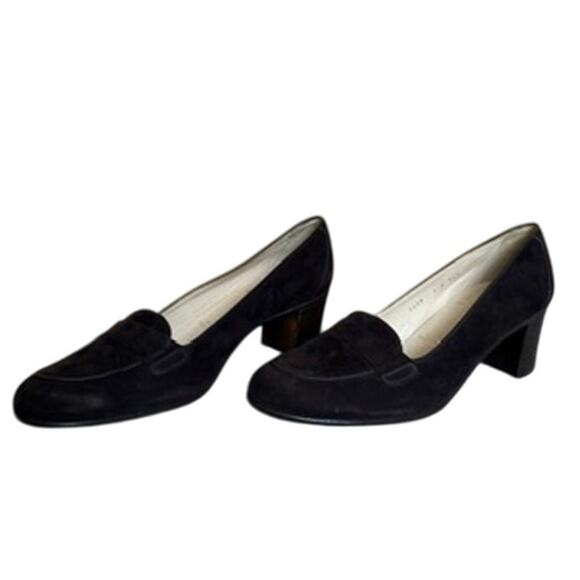Gravati Chocolate Brown Leather Suede Heeled Loafers Womens Size 9 Made in Italy - Picture 1 of 7